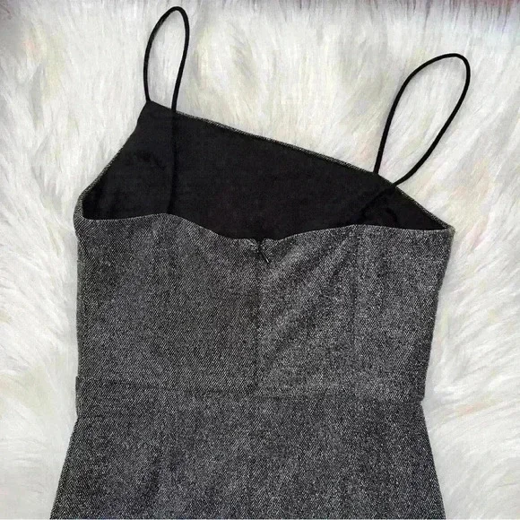Lulus Take Me Anywhere Silver Sparkly Asymmetrical Bodycon Mini Dress Small - Picture 9 of 10